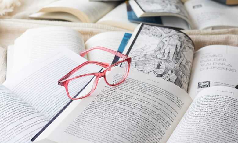 glasses, reading, books