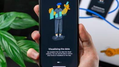 turned on smartphone