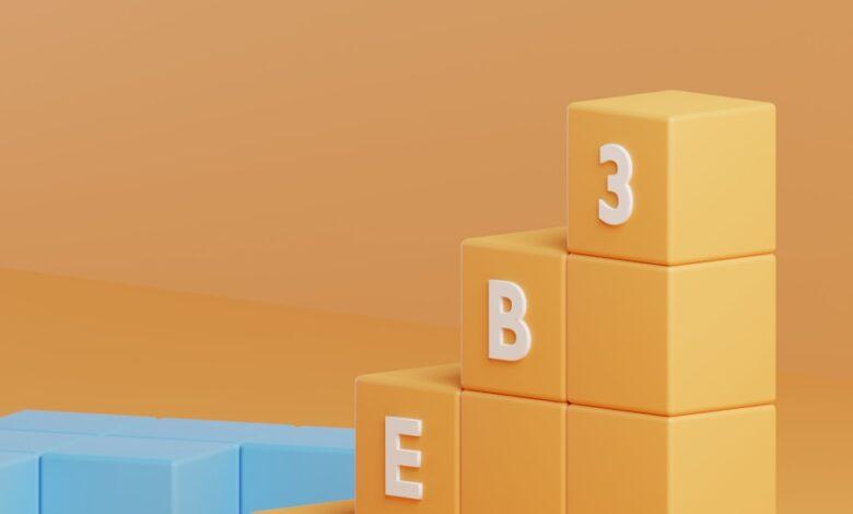 a 3d rendering of a building made of blocks
